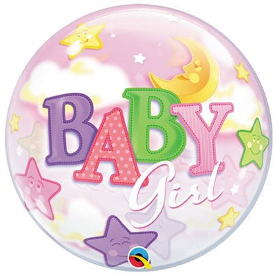 22" Bubble - Baby Girl Moon & Stars - Premium Party Distribution