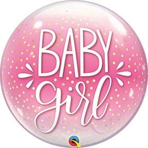 22" Bubble - Baby Girl Pink & Confetti Dots - Premium Party Distribution