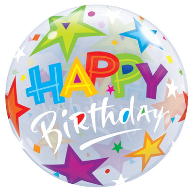 22" Bubble Balloon - Birthday Brilliant Stars - Premium Party Distribution