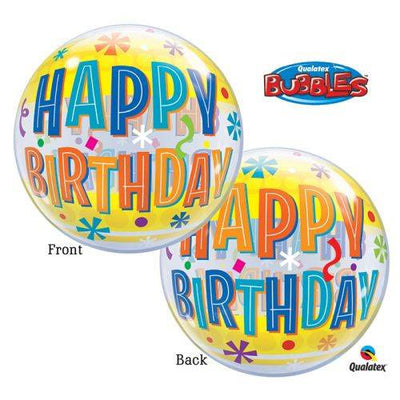 22" Bubble Balloon - Birthday Fun & Yellow - Premium Party Distribution