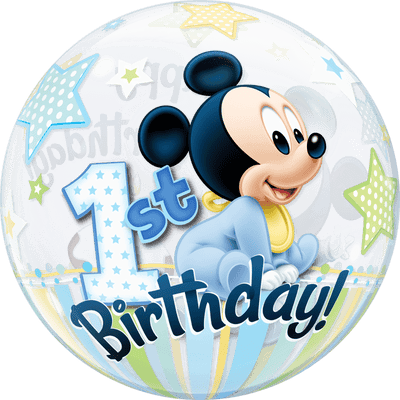 22" Bubble Balloon - Disney Mickey Mouse 1st Birthday - Premium Party Distribution