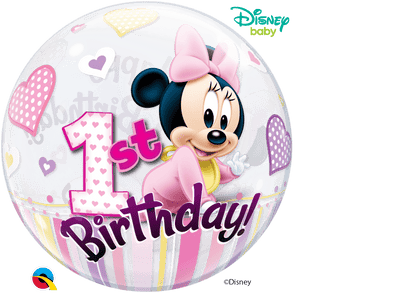 22" Bubble Balloon - Disney Minnie Mouse 1st Birthday - Premium Party Distribution