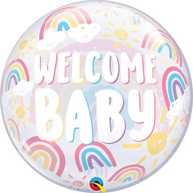 22" Bubble - Welcome Baby Boho Rainbows - Premium Party Distribution