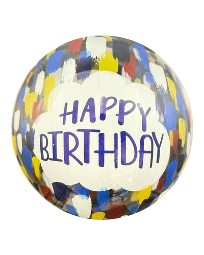 22" Happy Birthday Bubble Balloon, Painted in Colors 1ct - Winner Party - Premium Party Distribution