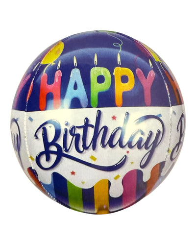 22" Happy Birthday Candle Orb Foil Balloon 1ct - Winner Party - Premium Party Distribution