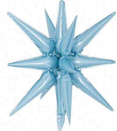 22” LIGHT BLUE Starburst - Foil Balloon - IRP - One Inflation Point - Premium Party Distribution