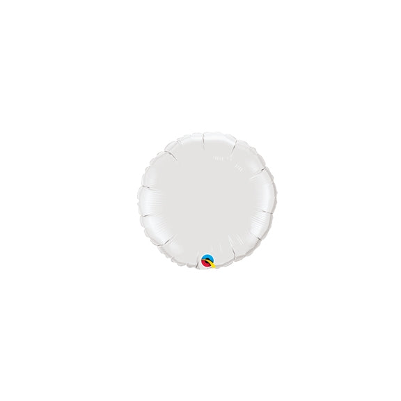 4 inch WHITE Round Qualatex Foil Balloon