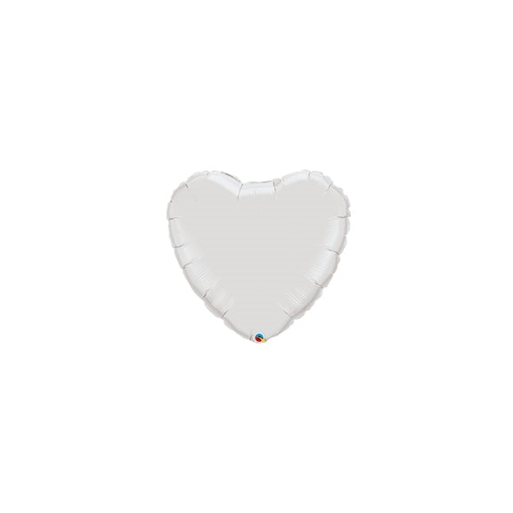 4 inch WHITE Heart Qualatex Foil Balloon