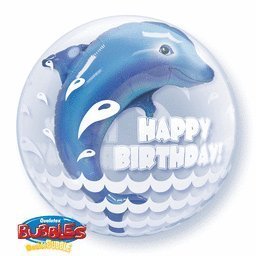 24" Double Bubble - Birthday Dolphin - Premium Party Distribution