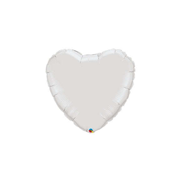 9 inch  WHITE Heart Qualatex Foil balloon