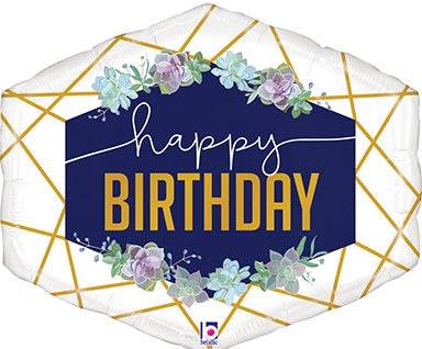 25” Geo Navy Birthday - Foil Balloon (PKG) - Premium Party Distribution