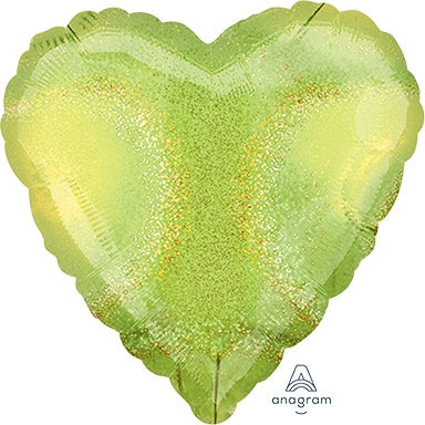 18 inch LIME GREEN HEART Dazzler Holographic Foil Balloon