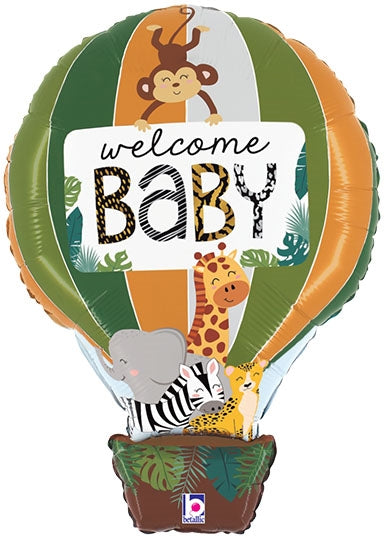 24in Jungle Animals Welcome Baby (Pkg) Foil Balloon