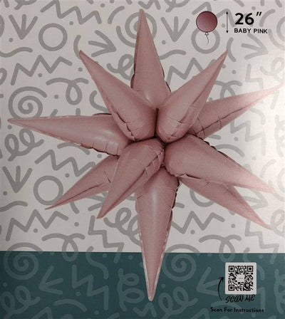 26” BABY PINK Starburst - 12part Foil Balloon - IRP - Premium Party Distribution