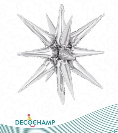 26” SILVER Starburst - 12part Foil Balloon - IRP - Premium Party Distribution