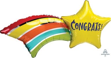 27” CONGRATS Shooting Star - SuperShape Foil Balloon (PKG) - Premium Party Distribution