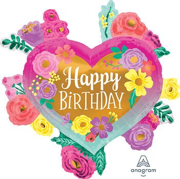 27" Happy Birthday Painted Flowers - Premium Party Distribution