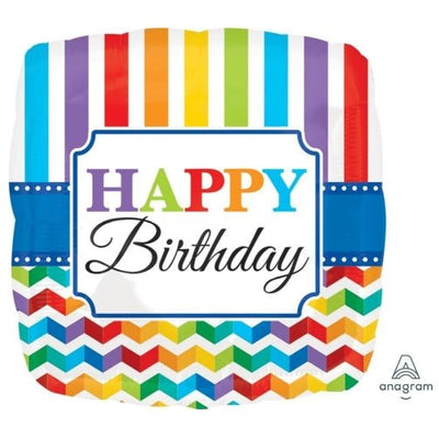 28" Birthday Bright Stripe & Chevron - Premium Party Distribution