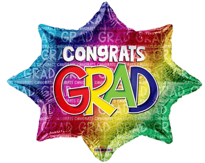 28" Congrats Grad! Multicolor Burst Flat Foil Balloons (5 Pack) - ConverUSA - Premium Party Distribution