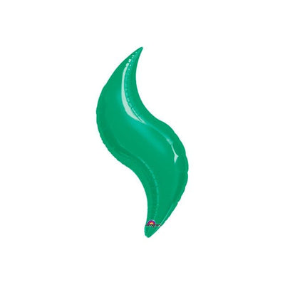 28” GREEN CURVE Foil Balloon - Package of 3 Air Fill - Valved - Premium Party Distribution