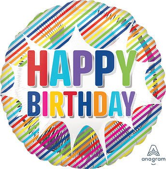 28" Happy Birthday Colorful Stripes - Premium Party Distribution