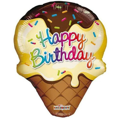28" Happy Birthday Ice Cream Cone - Premium Party Distribution