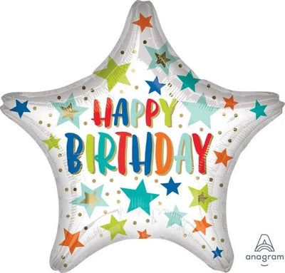 28" Happy Birthday Stars & Dots - Premium Party Distribution