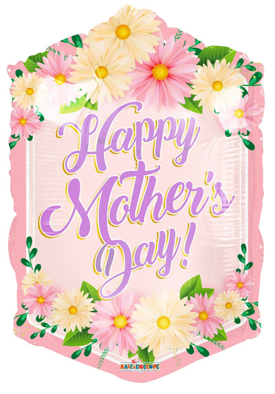 28" Happy Mother's Day Flowers Hex Balloon - Conver - Premium Party Distribution