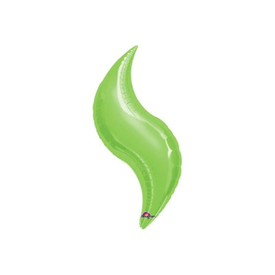 28” LIME CURVE Foil Balloon - Package of 3 Air Fill - Valved - Premium Party Distribution
