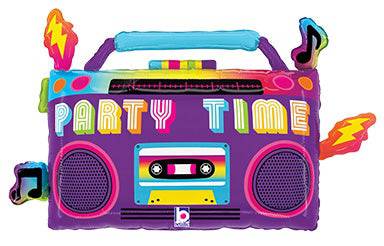 28” Party Time Boom Box (PKG) Foil Balloon - Premium Party Distribution
