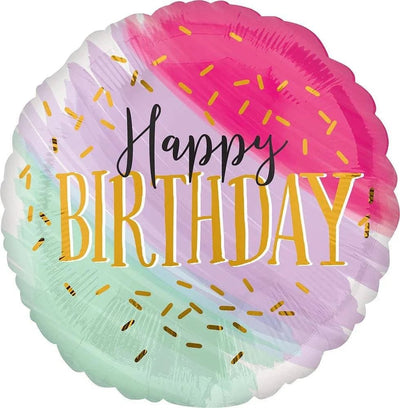 28" Pastel Watercolor Happy Birthday - Premium Party Distribution