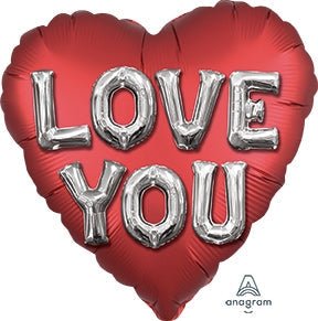 28” Satin LOVE YOU Balloon Letters - Jumbo Heart Shape Foil Balloon - Pack of 5 - Premium Party Distribution