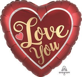 28" Satin Sangria & Gold Love You (5ct) - Premium Party Distribution