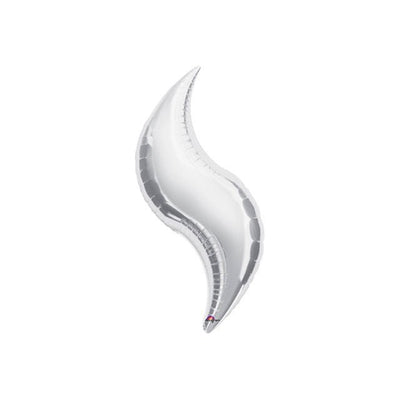 28” SILVER CURVE Foil Balloon - Package of 3 Air Fill - Valved - Premium Party Distribution
