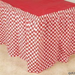 Table Skirt RED & WHITE CHECK Heavy Duty Plastic 29in x 14ft