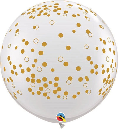 3' Gold Confetti Dots on Clear Diamond (2ct) - Qualatex - Premium Party Distribution