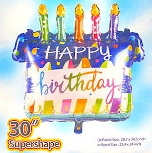 30" Happy Birthday Cake with Candles - Premium Party Distribution