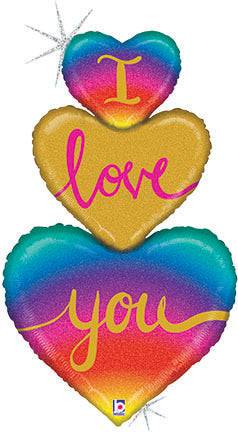 30" Rainbow Heart Love Trio - Premium Party Distribution
