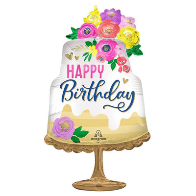 32" Satin Artful Floral Birthday - Anagram - Premium Party Distribution