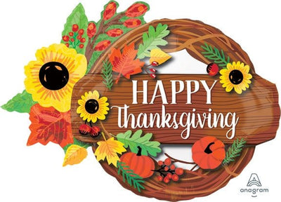 32” THANKSGIVING Wreath SuperShape Foil Balloon (PKG) - Premium Party Distribution