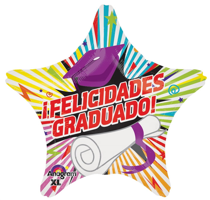 18 inch Felicidades Graduado Stripes balloon