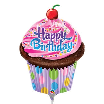 14 inch Happy Birthday Frosted Cupcake Shape