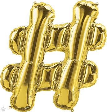 34" Balloon Hashtag - Gold - Premium Party Distribution