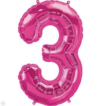 34" Balloon Number 3 - Magenta - Premium Party Distribution