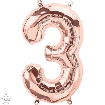 34" Balloon Number 3 - Rose Gold - Premium Party Distribution