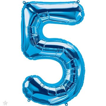 34" Balloon Number 5 - Blue - Premium Party Distribution