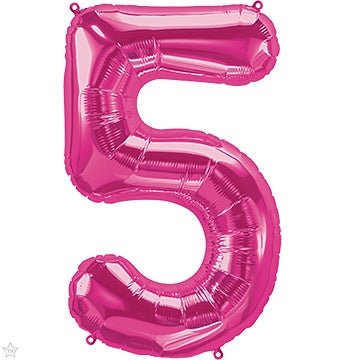 34" Balloon Number 5 - Magenta - Premium Party Distribution
