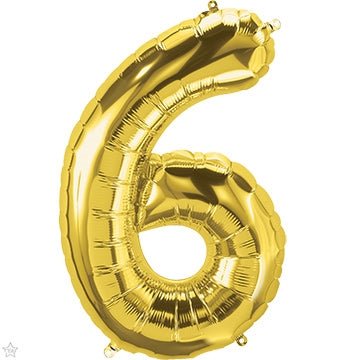 34" Balloon Number 6 - Gold - Premium Party Distribution
