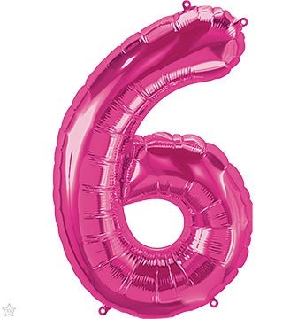 34" Balloon Number 6 - Magenta - Premium Party Distribution
