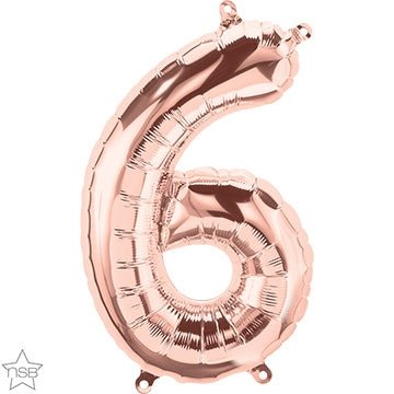 34" Balloon Number 6 - Rose Gold - Premium Party Distribution
